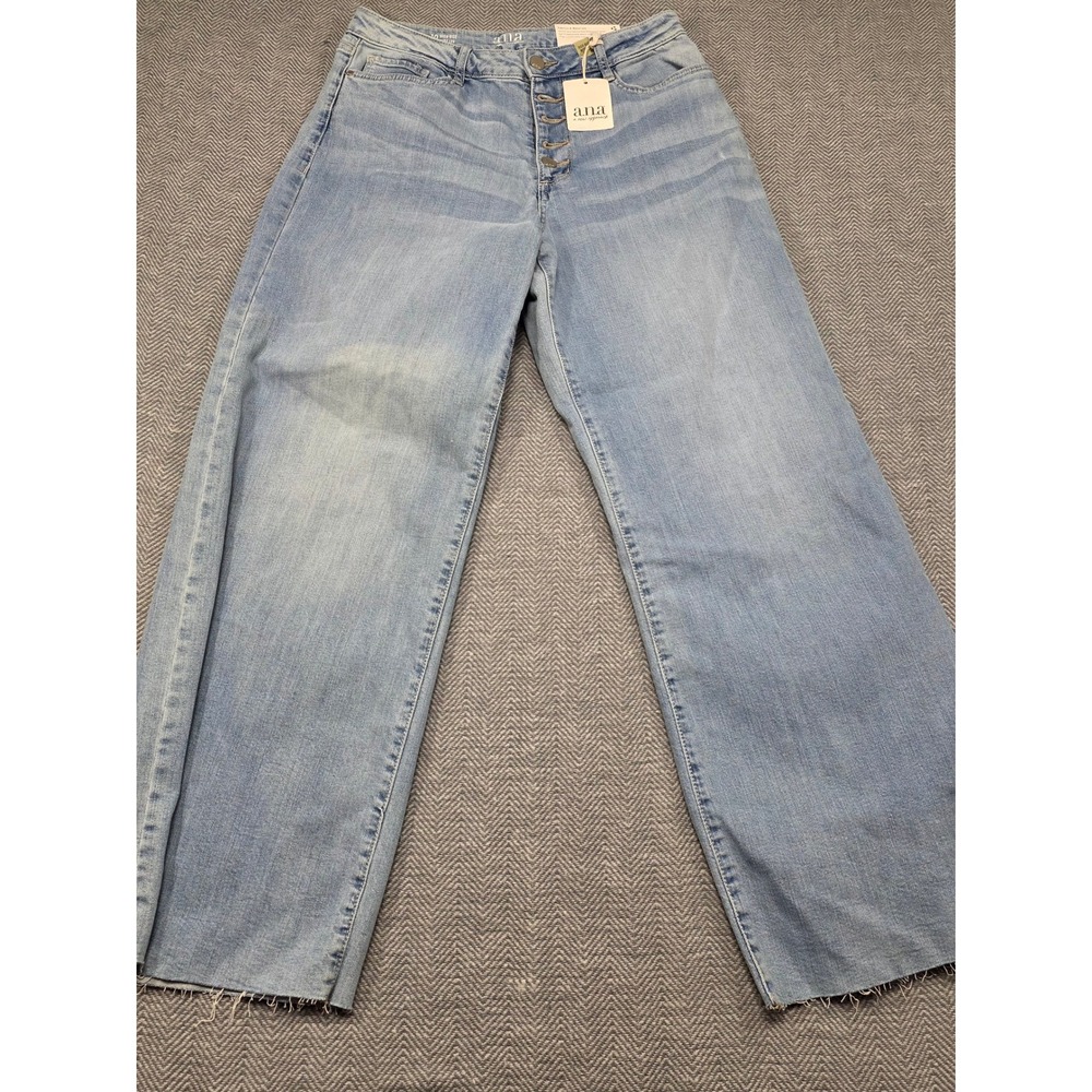 ANA A New Approach High Rise Wide Leg Button Fly Jeans Light Wash Size‎ 10